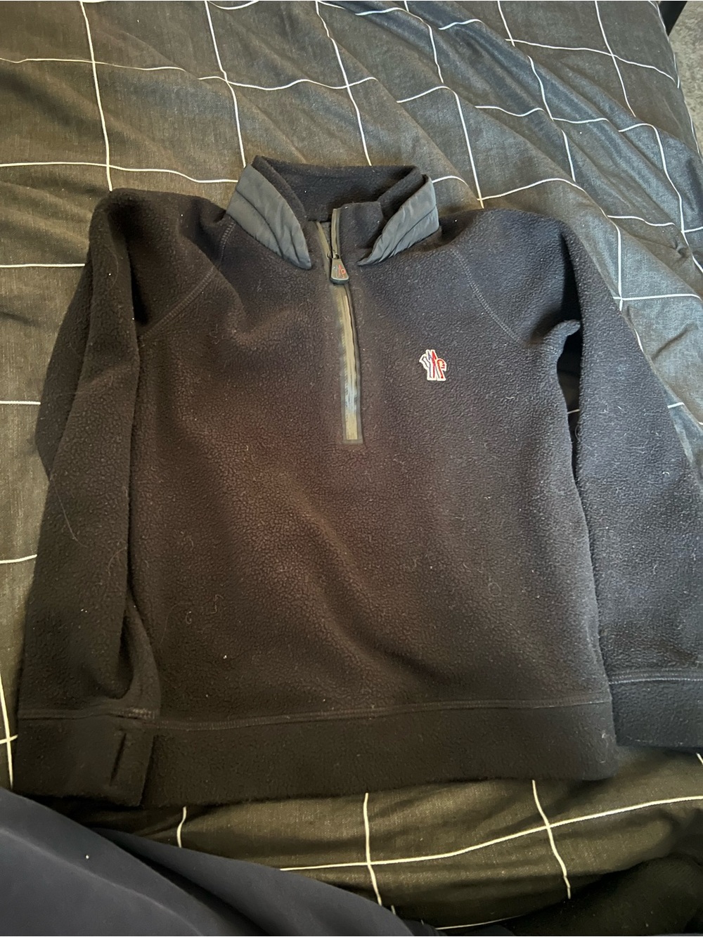 Moncler Black Half-Zip Fleece Pullover